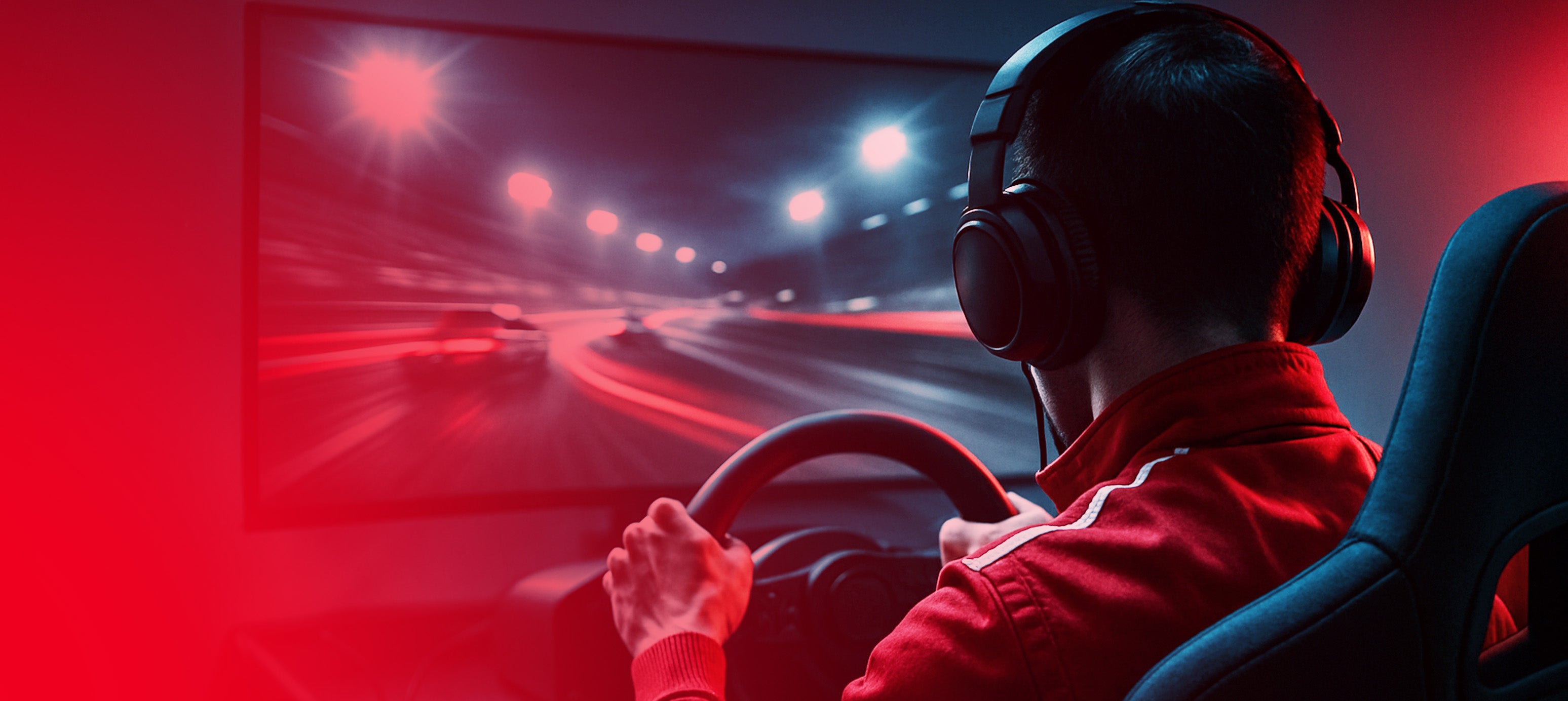 Person driving racing simulator at SimHub