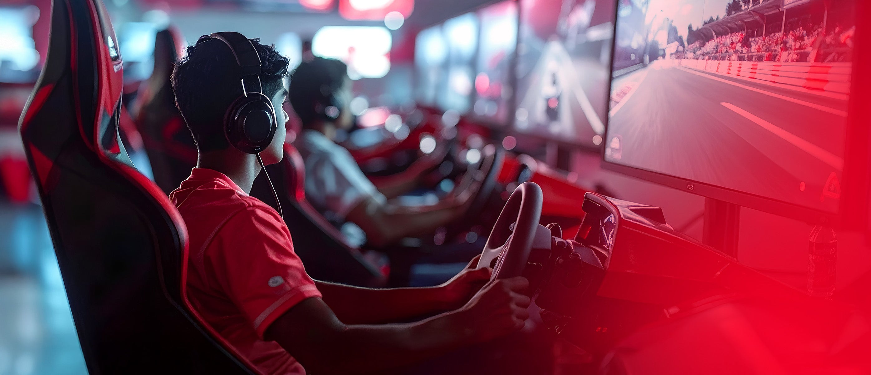 People driving racing simulators at SimHub